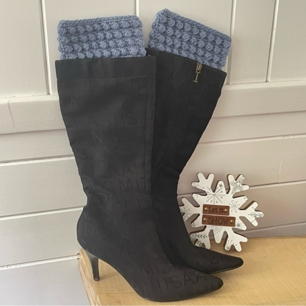Handmade Boot Cuffs in Periwinkle Puff Stitch 12" Crochet Knit Winter